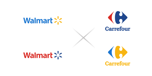 cores dos logotipos alteradas