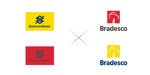 cores dos logotipos alteradas