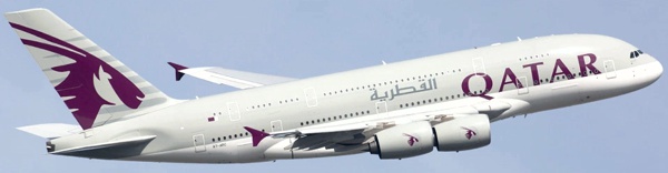 logomarca companhia aérea qatar airways a380