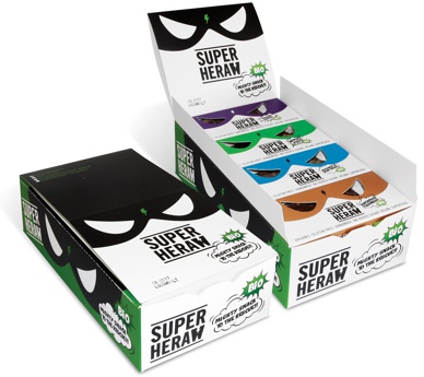 caixa barra cereal superheraw rotulo embalagem